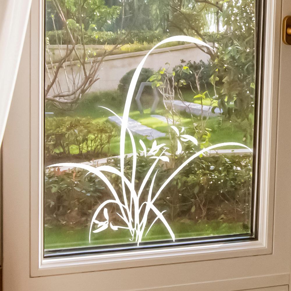 Элегантная белая орхидея оконная наклейка дзен домашний декор стикер самоклеящийся гостиная дверь ботаническое искусство отклеивающаяся