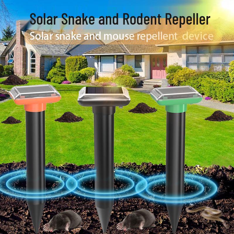 Solar-Powered Outdoor Rodent & Snake Repeller with Beeping Sound - Waterproof, Ground-Inserted Design