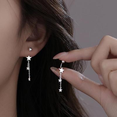 Корейские серьги-кисточки в форме звезды - длинные, свежие, простые, милые пятиконечные звездные серьги с крючками для ушей