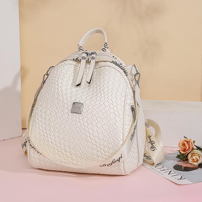 Рюкзак сплошного цвета, женский тканый рюкзак, школьный рюкзак большой емкости