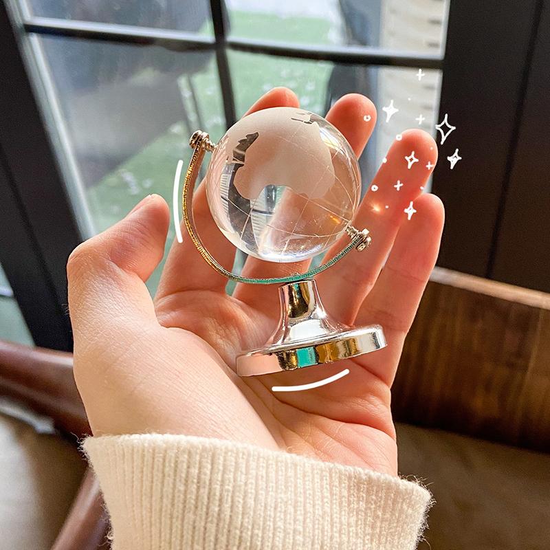 Ins Mini Globe Transparent Earth Globe Ball Glass Miniature Ornament Educational Toys Home Decor Gift Office Decoration