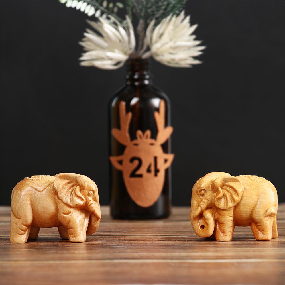 Car Ornament Micro Landscape Lucky Charm Wood Elephant Figurines Mini Animals Statue Chakra Healing