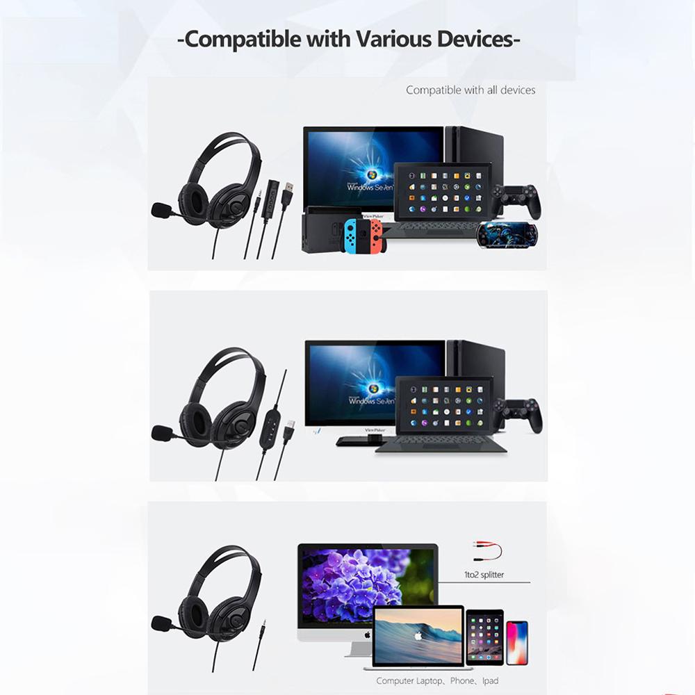 Usb игровая гарнитура, регулируемые проводные компьютерные наушники с микрофоном, музыкальные геймерские наушники для ноутбуков, ПК, Skype Office
