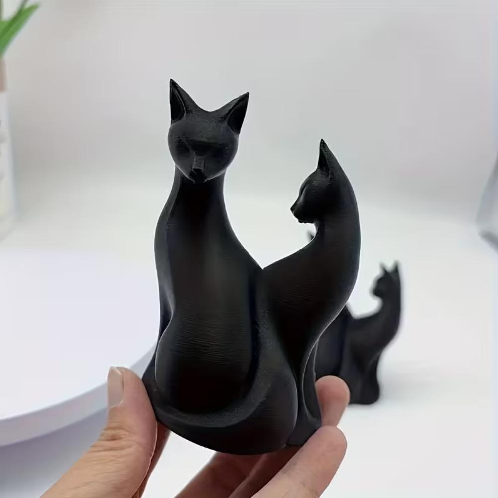 3D-печатная статуэтка пары кошек - Милая черная абстрактная современная статуэтка для дома, подарок на День святого Валентина, подходит для украшения офисного стола