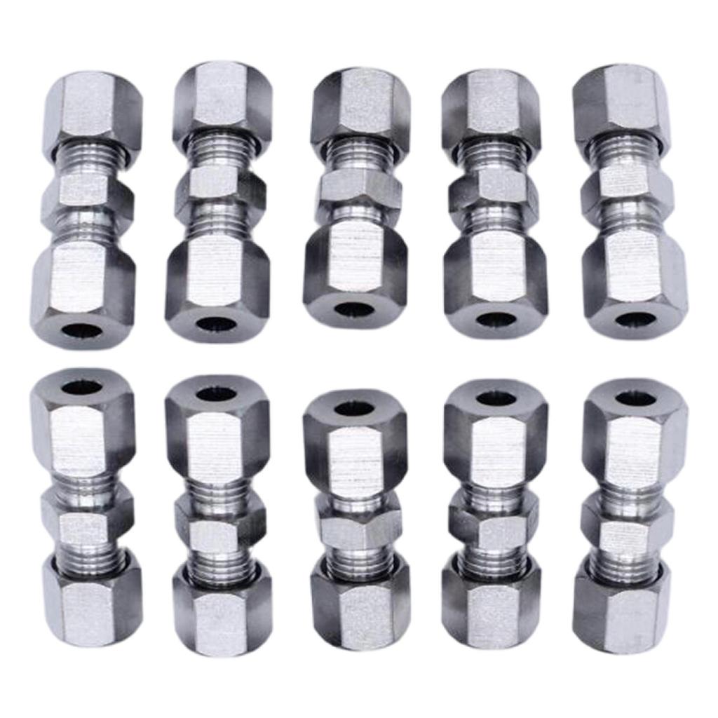 Threads Brake Line Fittings 3/16 Inch 10Pcs Fittings Assortment Compression Union Fit for 3/16 Inch Tube 4.75mm Brake