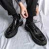 Italian Leather Shoes Moccasins For Men Casual Man Shoe Business Male Formal Pointed Wedding Black Thick Sole