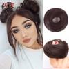 Straight Hair Scrunchy Chignon Buns For Women Ponytail Hairpieces False Hair With Elastic Bands Black Brown