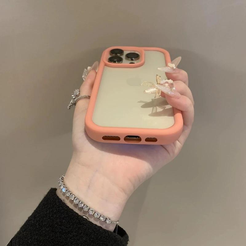 Роскошный прозрачный акриловый чехол для iPhone 17 16 15 14 Pro Max 13 12 11, конфетный силиконовый бампер, противоударная защитная крышка