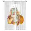 Floral Pumpkins In A Basket Sheer Window Curtains For Living Room Bedroom Modern Voile Tulle Curtains Fabric Drapes For Kitchen