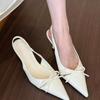 Comfort Shoes for Women Sandals Stiletto Heels Bow Tie Summer New Female Purple Large Size New Low Heels Pointed Toe Shoes
