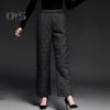 Осенне-зимние хлопковые брюки с ромбическим узором, прямые, широкие, длинные брюки с карманами, однотонные, утолщенные, теплые брюки