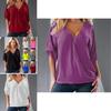Relaxed Fit Polyester Long Sleeve Vneck Shirt For Women With Spliced Pattern Perfect For Spring