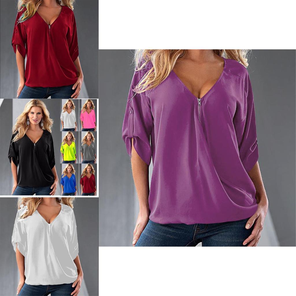 Relaxed Fit Polyester Long Sleeve Vneck Shirt For Women With Spliced Pattern Perfect For Spring