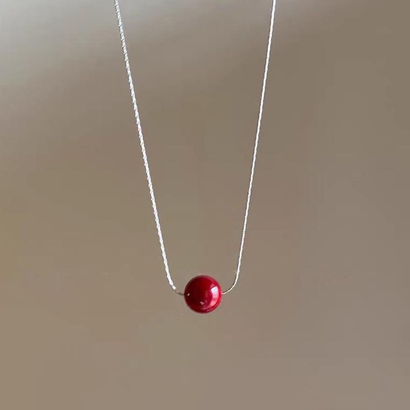 Vintage Red Beaded Necklaces For Women Chinese Style Glass Beads Necklace Exquisite Elegant Choker Aesthetic Jewelry Accessories