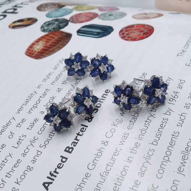 Sace Gems 100% стерлингового серебра 925 пробы, серьги с сапфиром, сверкающие высокоуглеродистые бриллианты, свадебные, помолвочные, вечерние, ювелирные изделия, подарки