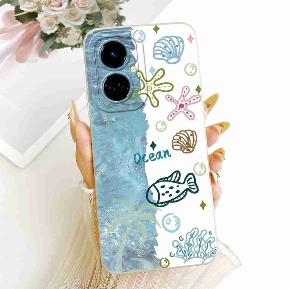 For Tecno Camon 19 CI6n Case Blue Pattern Cat Cover Soft Silicone Casing For Tecno Camon 19 Camon19 Cover Phone Shell