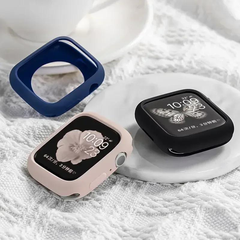 Силиконовый чехол для Apple Watch Case 10 42мм 46мм 44мм 40мм 45мм 41мм Аксессуары Бампер Защитная оболочка iWatch series SE 6 7 8 9