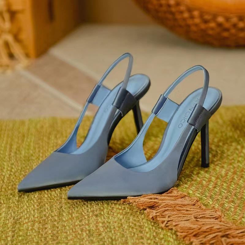 Fashion Elegant Slip On Slingback Pumps Sexy Pointed Toe Stiletto Sandals Luxury Silk High Heels Women Summer Designer Party Dress Shoes