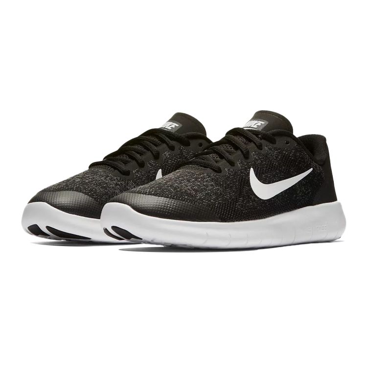 Nike Free RN 2017 Черные Темно-Серые Детские Кроссовки Бело-Темно-Серые 904255-002