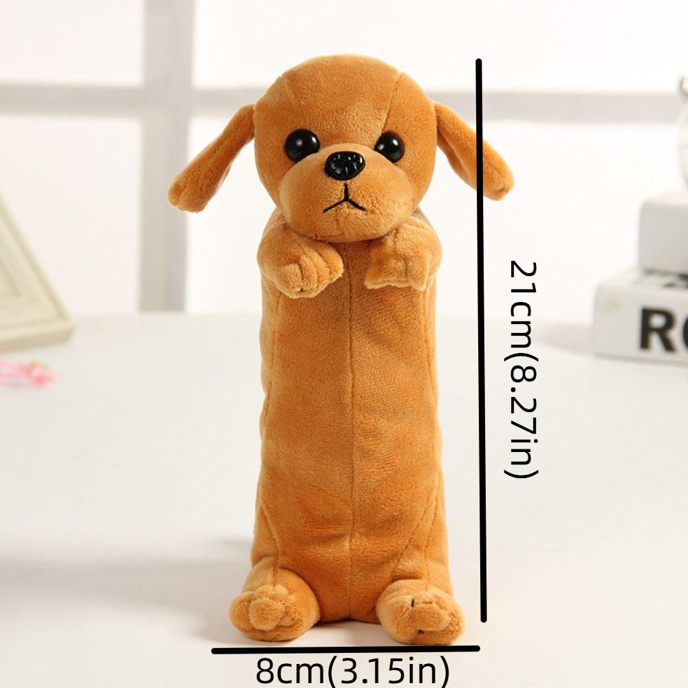 Cute Dogs Pencil Bag Soft Plush Stationery Storage Bag Creative Puppy Pencil Pouch  Girl Boy