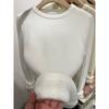 One-piece Fleece Thickened Slim-fitting Crew Neck Bottoming Top Women's Autumn and Winter Simple Warm Inner Basic Knitted Sweater