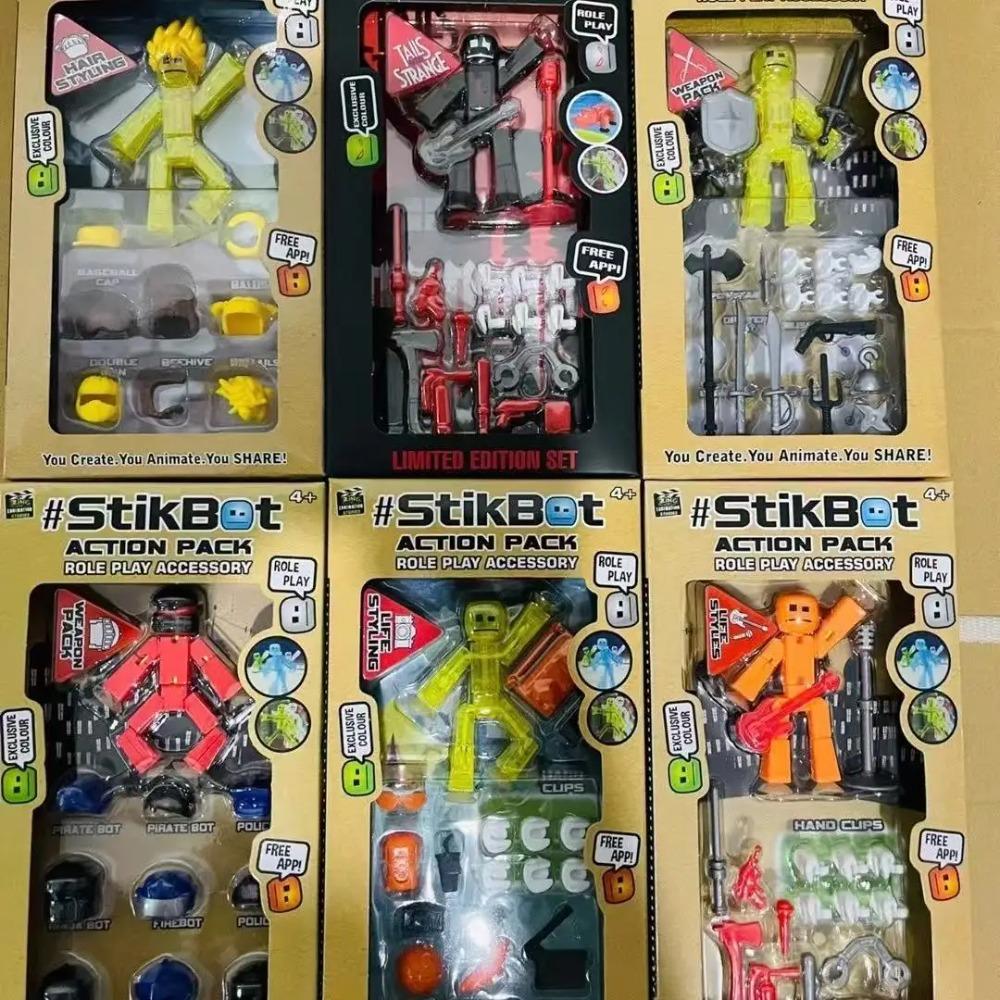 Игрушки Stikbot Фигурки Stick Bot на присоске Игрушки для мальчиков Смешная деформируемая фигурка-экшн tikbots Игрушки для детей Подарки на день рождения для взрослых