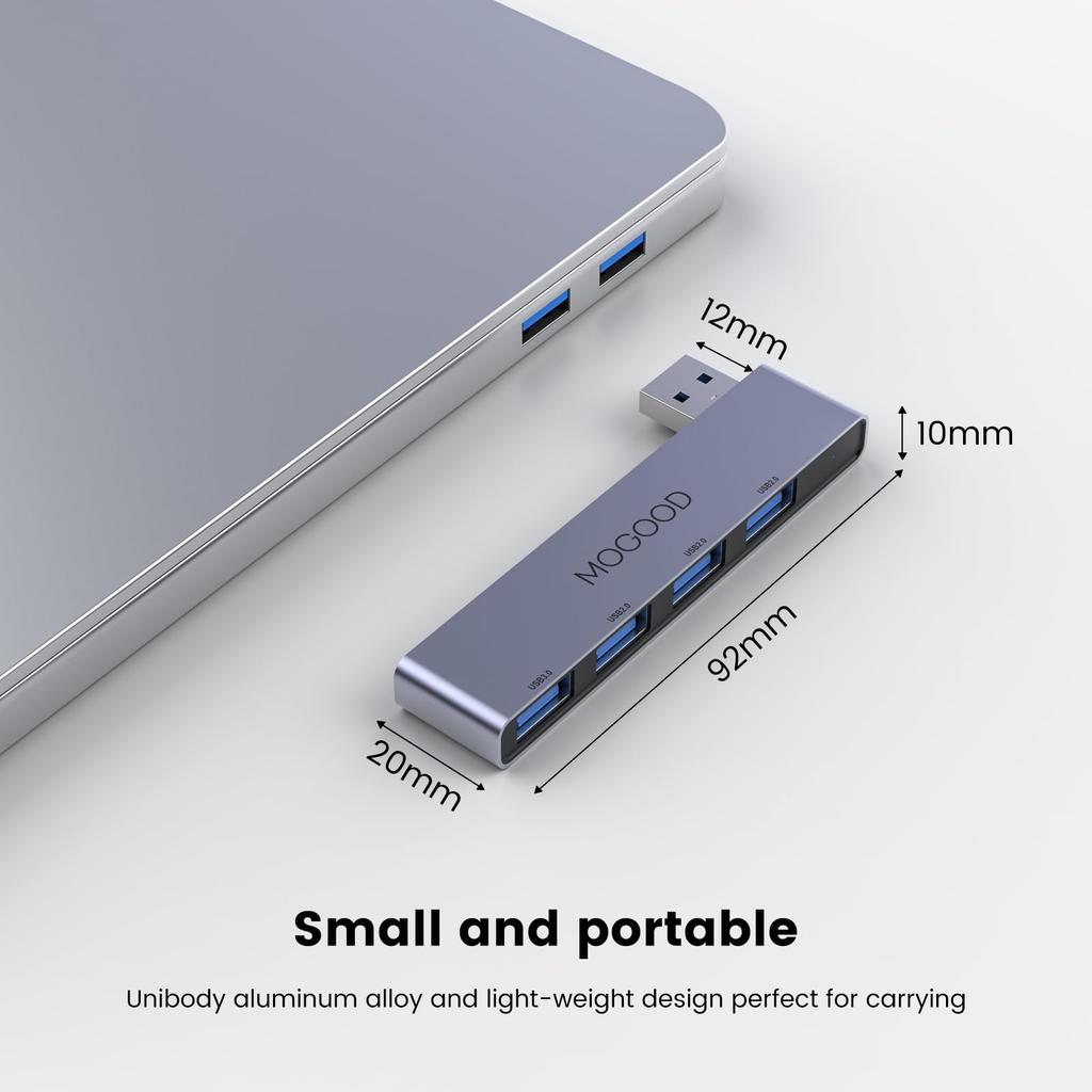 MOGOOD USB Hub USB Splitter USB Male Converter 4 USB Female Left Right Side Hub USB Hub Note Adapter for Laptops Compatible with Mac Mac Surface Pro
