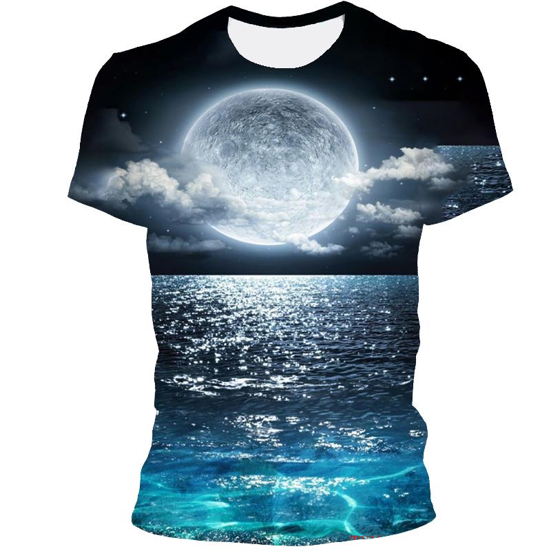 Vast Starry Sky Universe Graphic T Shirts For Men Summer Fashion 3D Space Planet Pattern T-shirt Personality Cool Style T-shirts