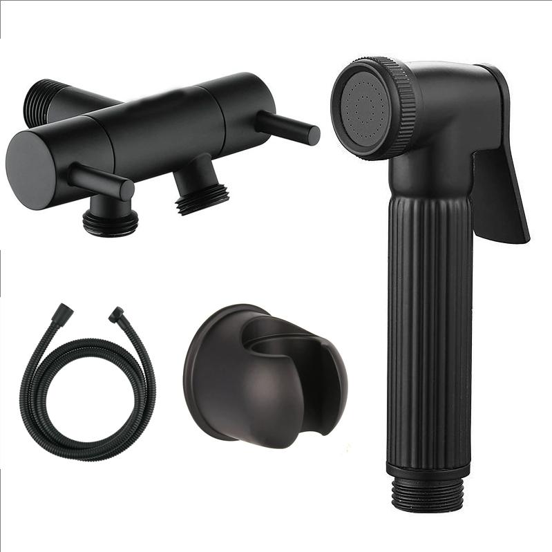 Хромированный Душевой Спрей-Биде для Ванной Комнаты Туалетный Ручной Спрей Золотая Латунь Набор Биде для Унитаза Душевой Спрей-Биде Самоочищающийся Душ Черный
