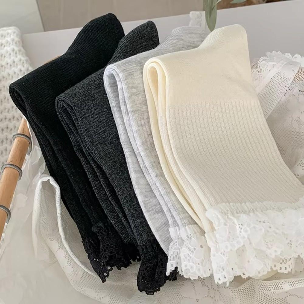 Дышащие женские носки кружевные носки с оборками модные длинные носки