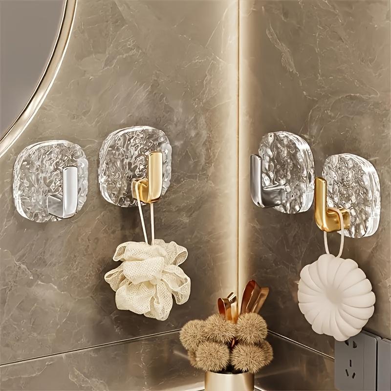 4pcs Self-adhesive Wall Hooks Acrylic Bathroom Hooks for Hanging Waterproof Adhesive Hook Towel Holder Home Accessories