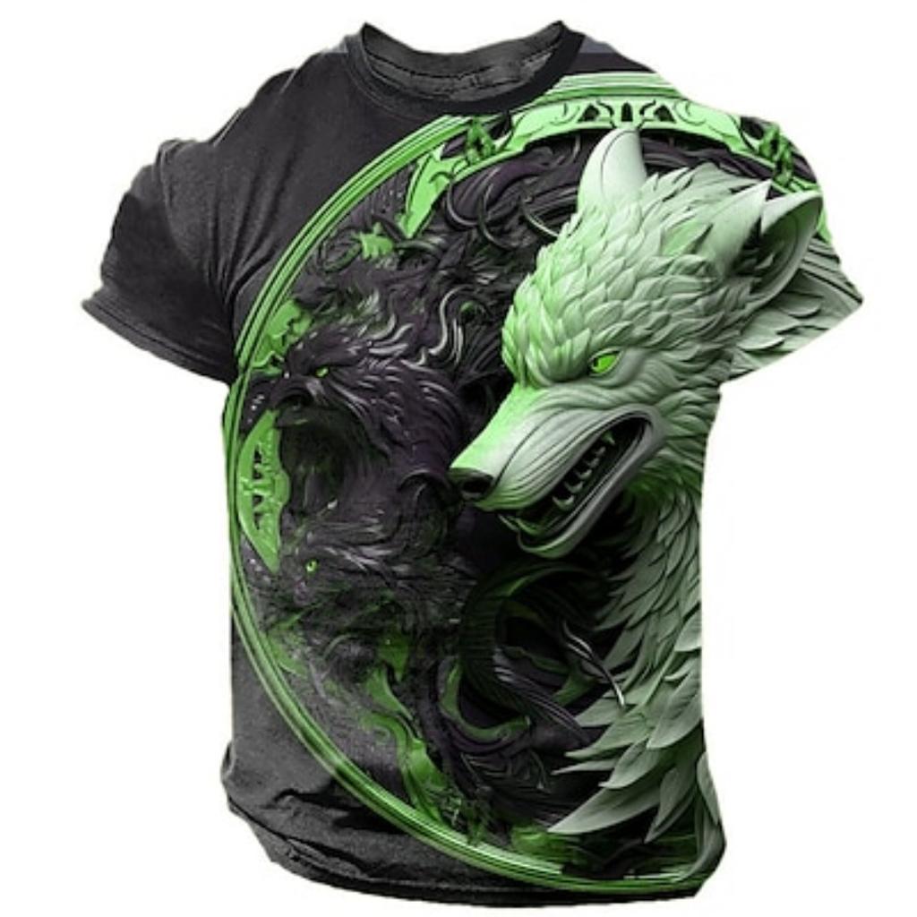 Men's Graphic Animal Wolf T Shirt Short Sleeve T Shirt 3D Print Crew Neck Shirt Daily Designer Retro Vintage Sports Outdoor Holiday Going Out  Summer