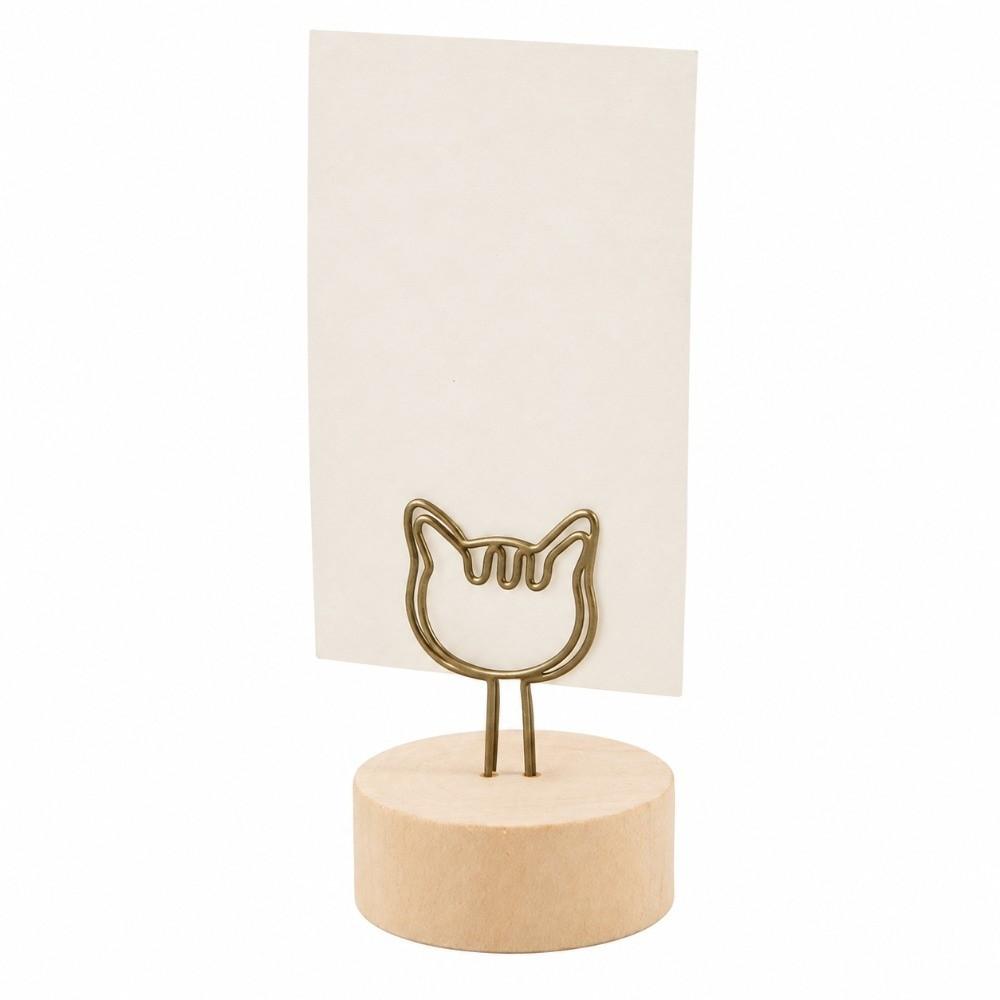 10PCS Round Log Wooden Photo Clip Cat Shape Tabletop Decor Handmade Craft Note Holder  Photo Display