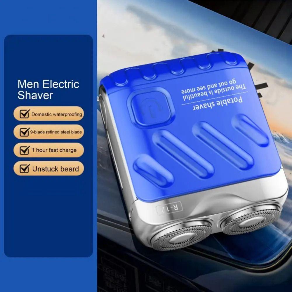 Magnetic Men's Electric Shaver Double Head Face Hair Remover Tool Pocket Size Beard Trimmer Home