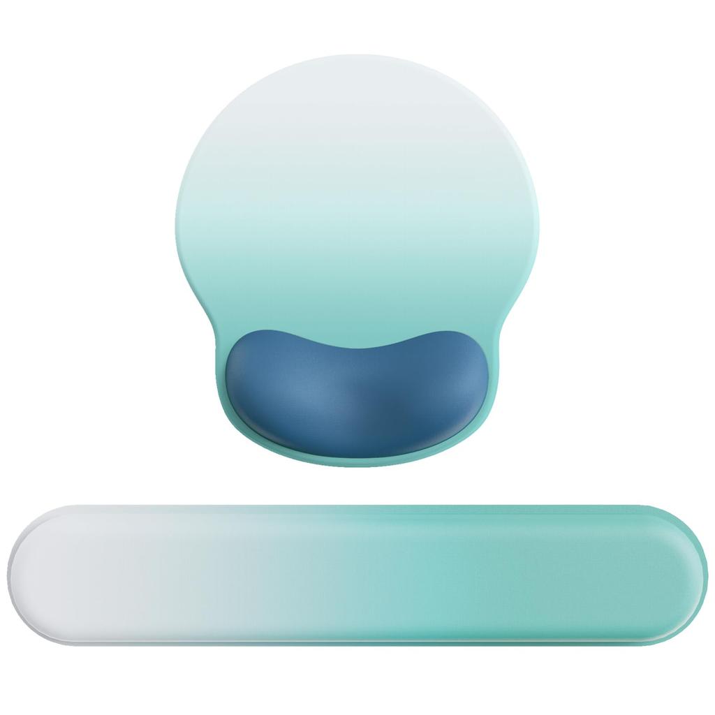 Laborio Mouse Pad with Integrated Wrist Ergonomic Wrist Support Rest, (Gradient White/Blue Set)