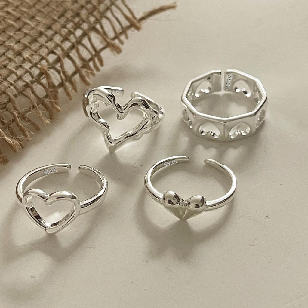 925 Sterling Silver Rings for Women Men Couple Minimalist Handmade Shinning Heart Ring Party Jewelry Gift Prevent Allergy