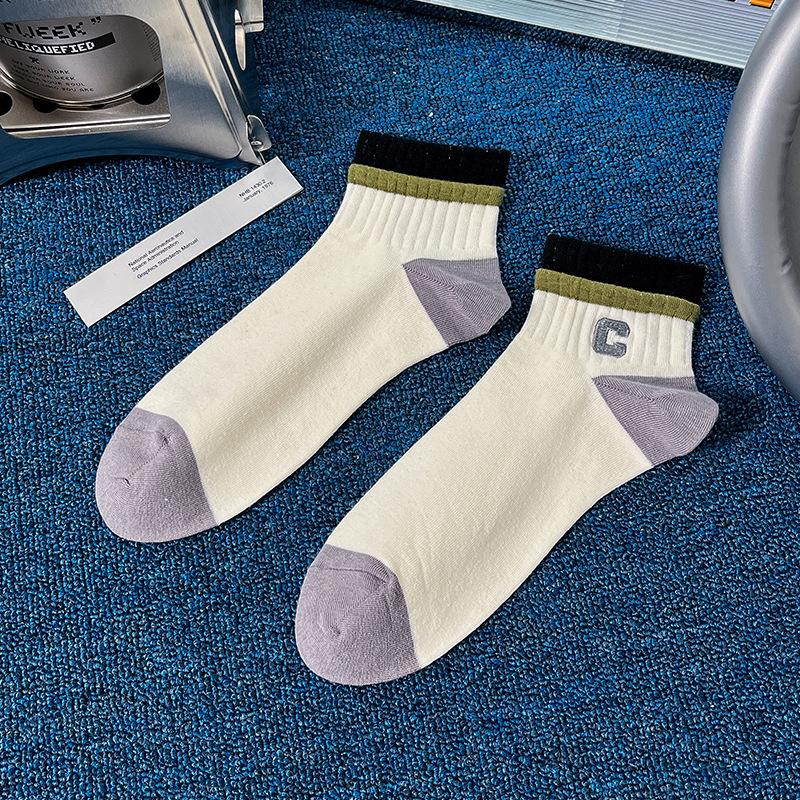 Мужские весенне-летние короткие носки, подростковые летние носки из чистого хлопка, полностью хлопковые, антибактериальные, влагоотводящие, спортивные и студенческие, модные