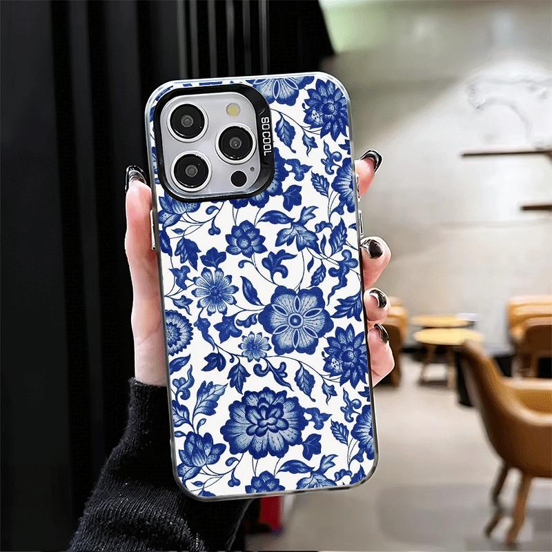 Ударопрочный чехол для телефона с сине-белым фарфоровым узором для iPhone 17 Air 16 16E 15 Pro Max 14 Plus 13 Mini 12 Задняя крышка Anti Fa