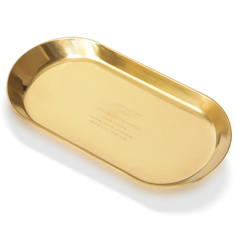 Antique Bronze Minimalist Two-Piece Stainless Steel Cigar Ashtray Set