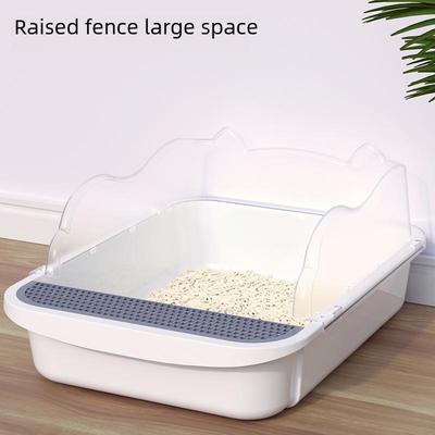 «Большой полузакрытый кошачий туалет с защитой от брызг и поддоном – Бесплатная доставка»