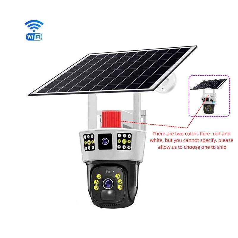 Камера видеонаблюдения с тремя экранами на солнечной батарее, 360°, наружная, день и ночь, полноцветная, с мобильным телефоном, удаленная, с Wi-Fi/4G, беспроводная камера
