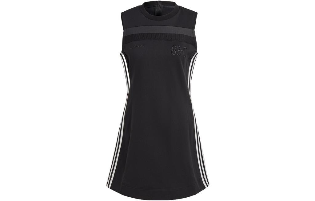 adidas Коллекция Originals Синяя версия Платья без рукавов Женские Черные С круглым вырезом Средней длины Короткие HR3419