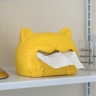 Милая кошка с улыбающимся лицом, коробка для салфеток, украшение для журнального столика в гостиной, бумажная коробка для салфеток, бытовая коробка для салфеток