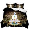 Buddha Duvet Cover Set Indian Art Bohemian Mandala Zen Themed Bedding Set Meditation Buddhist Lotus Floral Polyester Qulit Cover