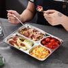 Rectangular Stainless Steel Divided Lunch Tray with Lid