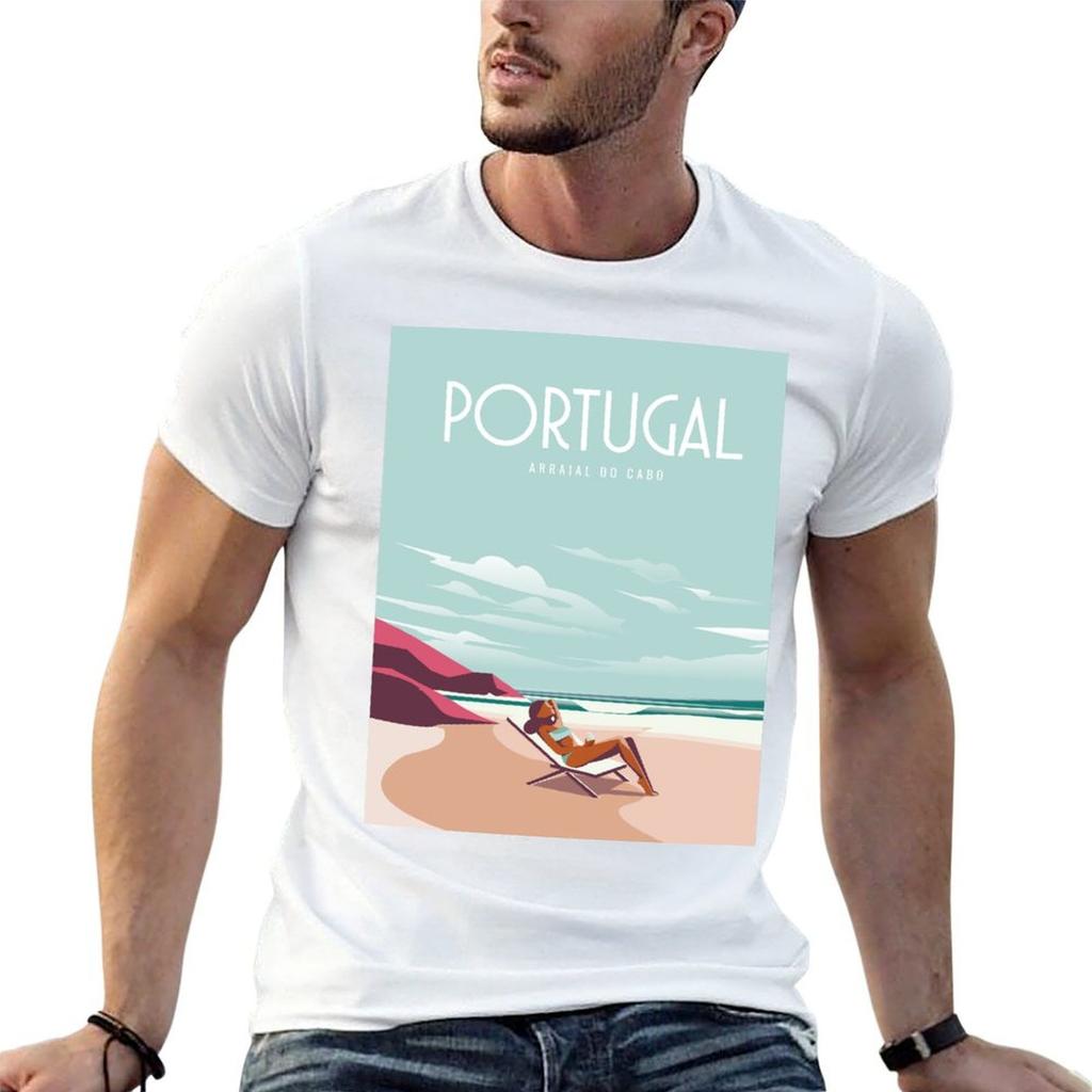 Portugal Beach Travel Poster Tshirt Casual Daily Graphic Tee