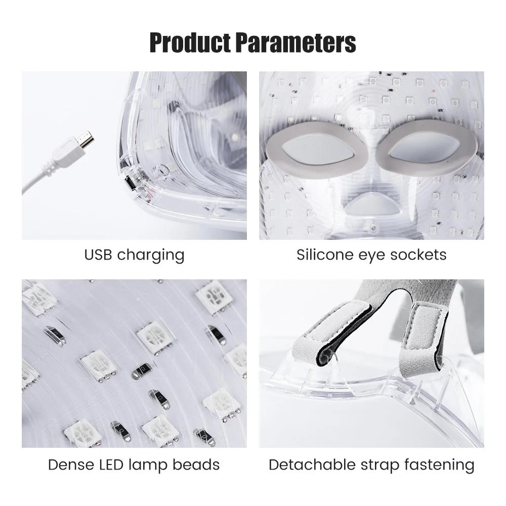 Светодиодная маска для лица 7 цветов - Перезаряжаемый фотонный светотерапевтический бьюти-девайс для ухода за кожей и против старения