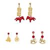Chinese Style Red Pony Earrings Fashion Jewelry Horse Mascot Drop Earrings  Gift