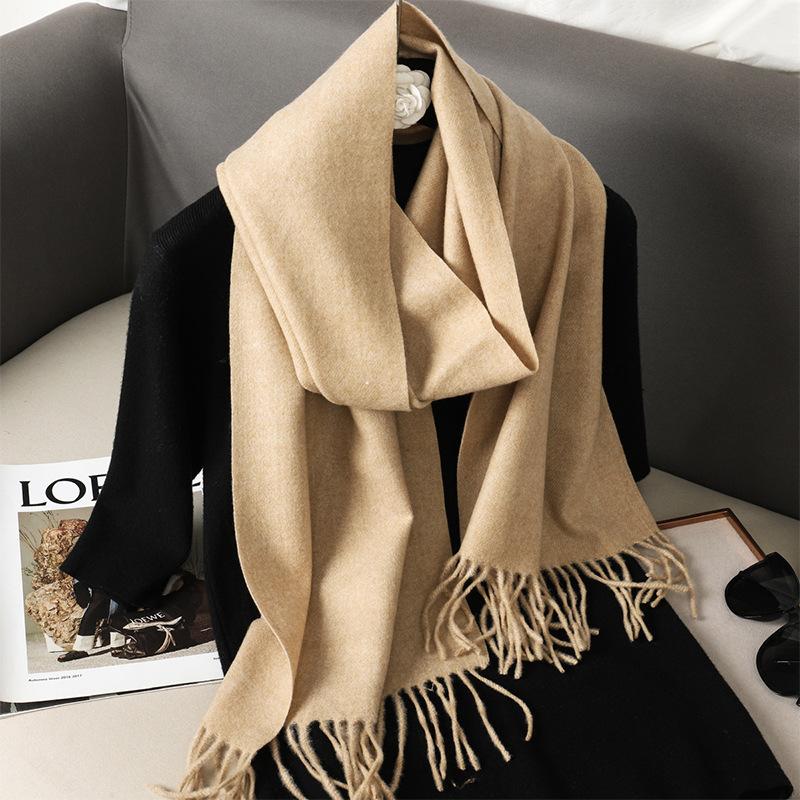 62Color Solid Women Winter Scarf Теплый Утолщенный Кашемировый Шаль Уличная Мода Роскошные Кисточки Пашмина Дамская Накидка Ветрозащитные Шарфы