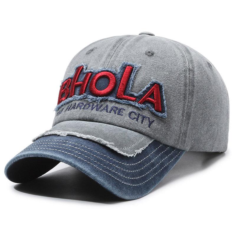 New contrasting color American retro baseball cap alphabet soft top washed old denim cap showing face small hat